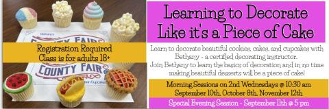 Seven county fair themed cupcakes from this class, along with information about the program