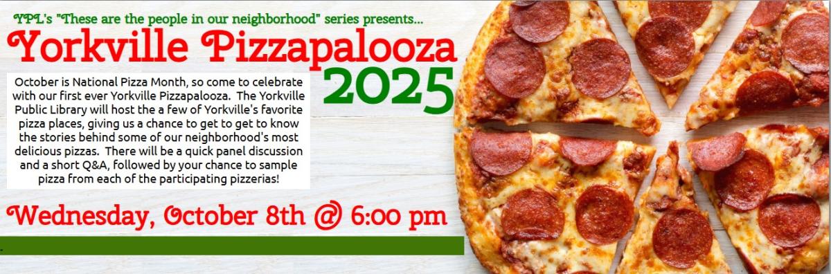 A big pepperoni pizza and information about this event